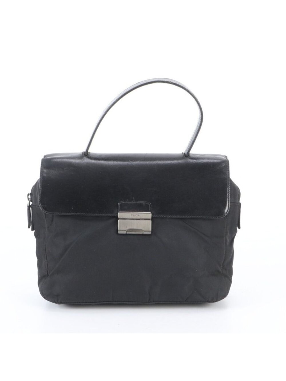 Prada Tessuto Nylon Leather Handbag Black